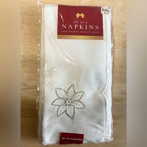 Bed Bath‎ & Beyond Cloth Napkins Christmas Spirit Gold Set Of 4 NEW SEALED